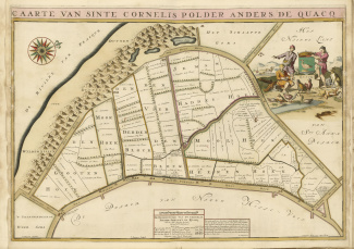 Kaart van de Cornelispolder of De Quack op Voorne, door A. Steyaart, ca. 1701 [4.AANW inv.nr. 719, kaart XIIII]